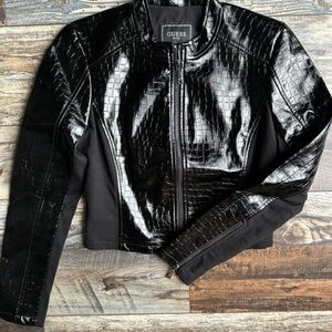GUESS Faux Leather Crop Moto Jacket - size XS